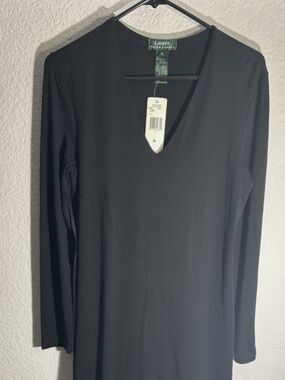 NWT VTG Lauren Ralph Lauren Black Maxi Dress Long Sleeve Women’s Medium
